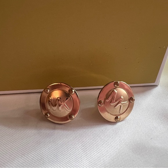 Michael Kors gold stud logo circle earrings. Worn maybe 3 times. - Picture 2 of 3